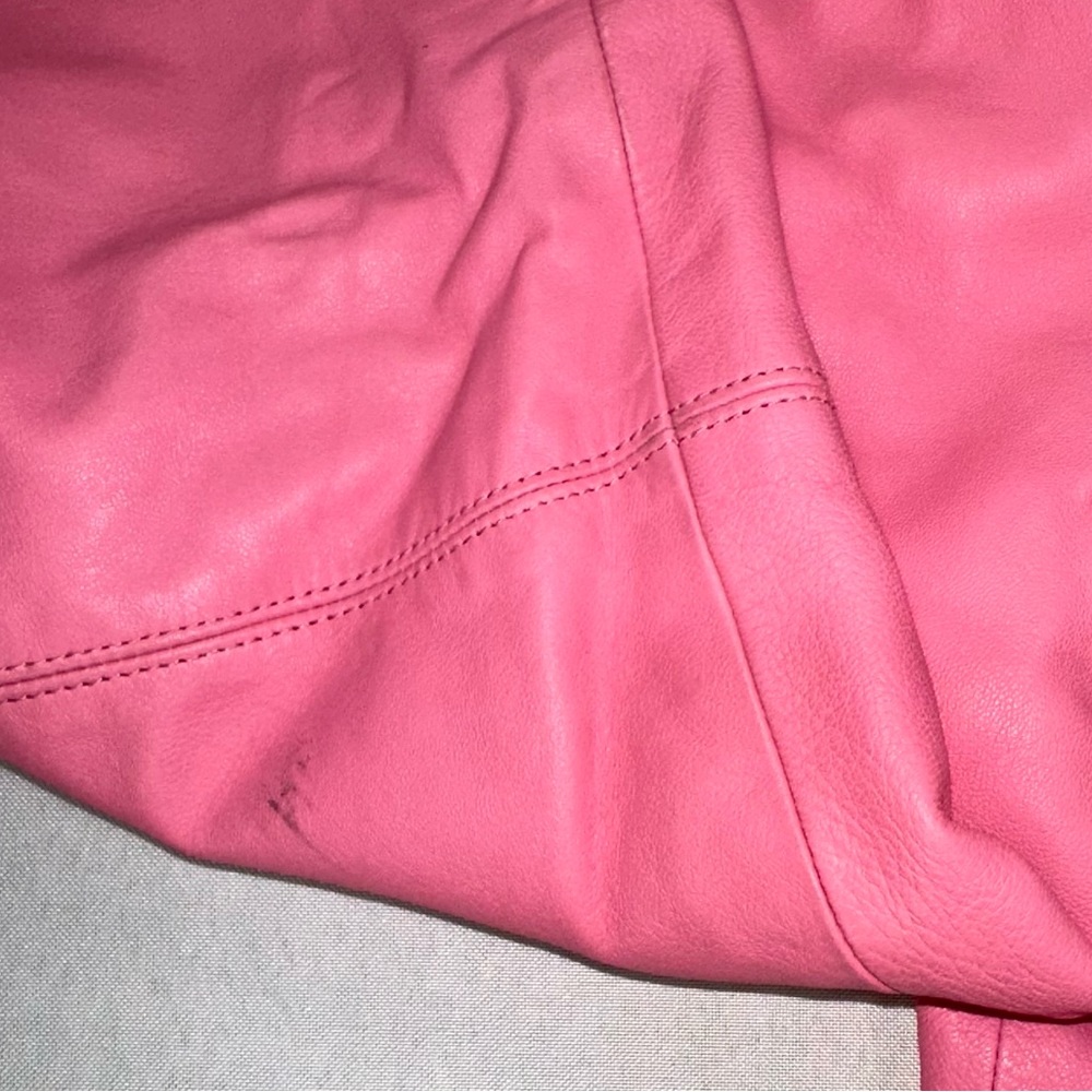 Worth Bubblegum Pink Leather Blazer Jacket Size 14 Butter Soft Quiet Luxury 90s - Picture 9 of 16